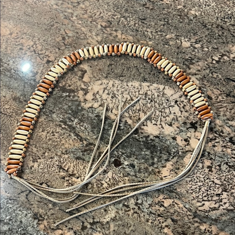 Beaded Tan and Cream Necklace